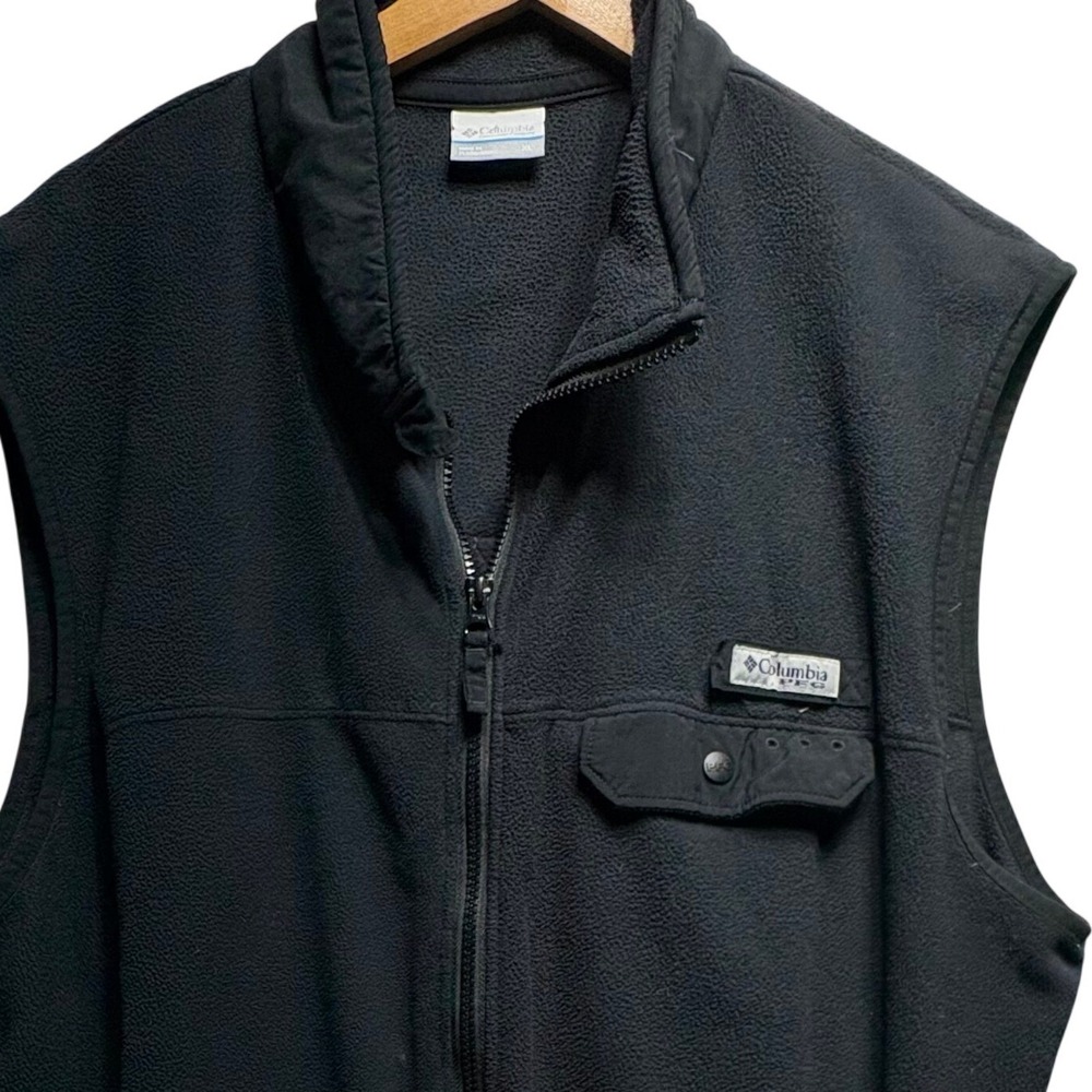 Columbia PFG Fleece Vest Mens XL Black Full Zip Performance Fishing Gear Outdoor